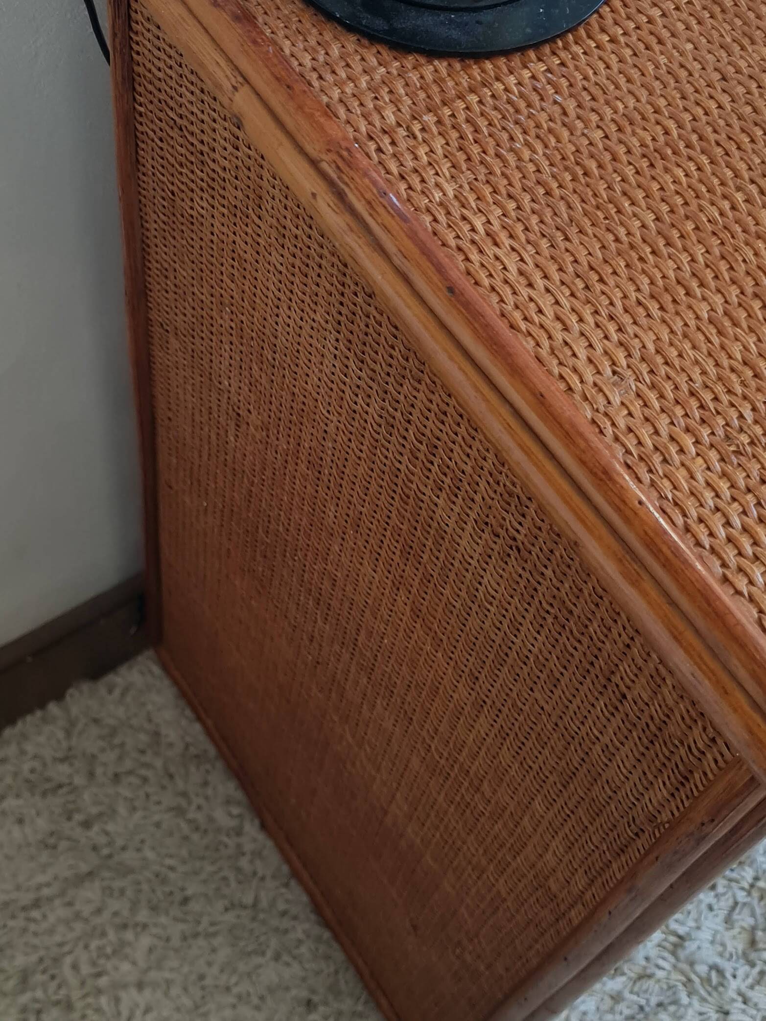 Vintage rattan desk from the 1970s.