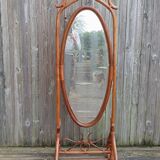 Vintage rattan psyche mirror