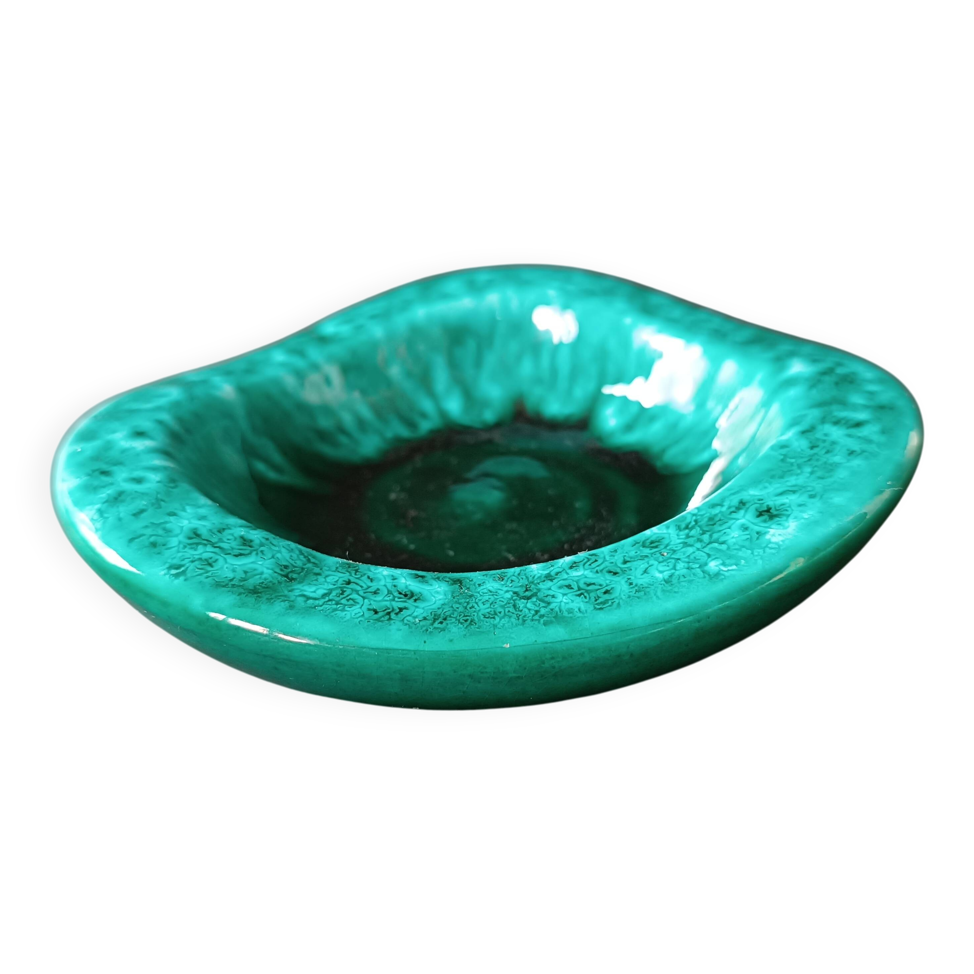 Turquoise glazed ceramic catchall by Giraud Vallauris 1960