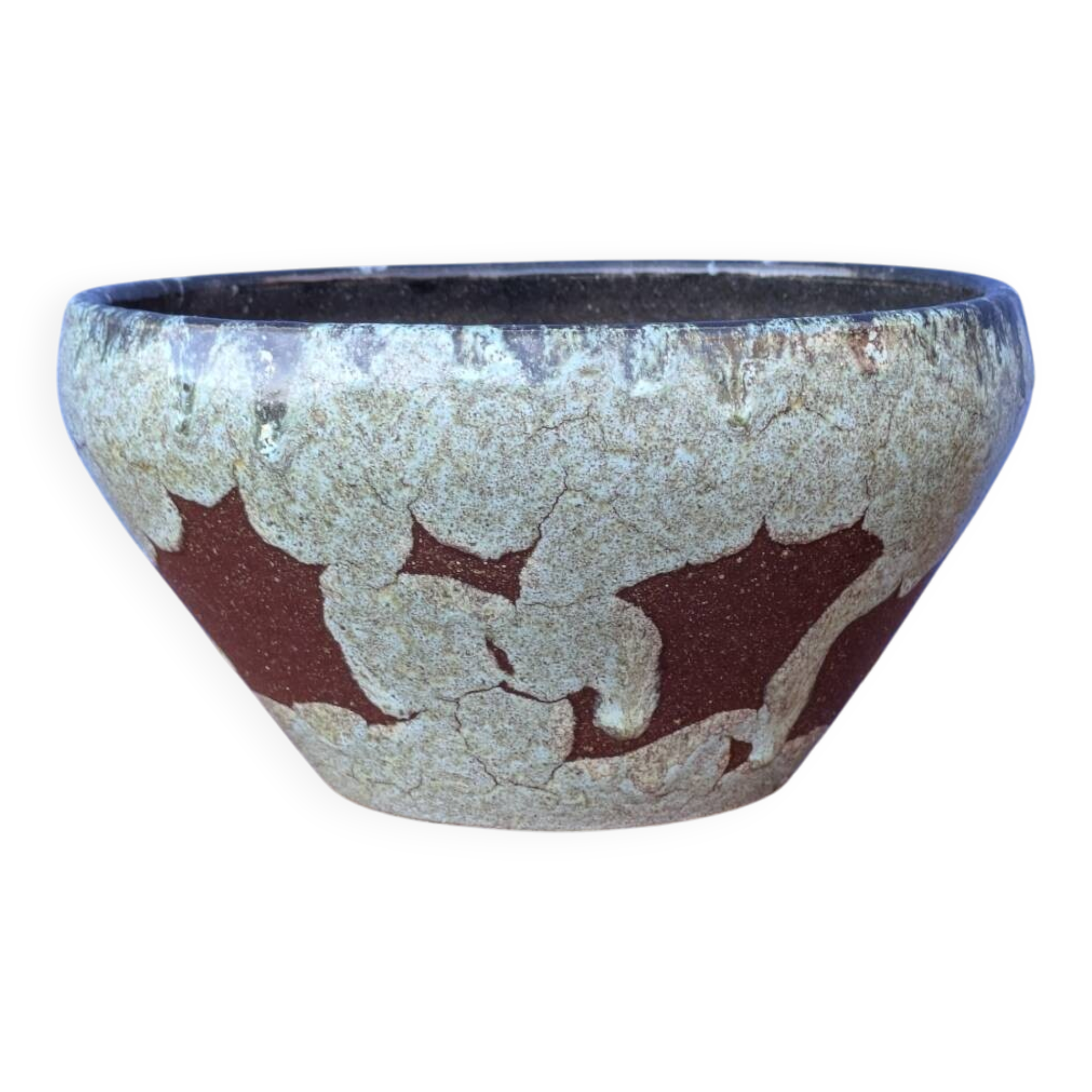 Ceramic pot / cache-pot Accolay signed – Vintage glazed stoneware from the 60s