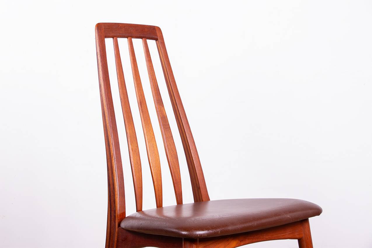6 Danish chairs in teak and new leather, model "Eva" by Niels Koefoed.