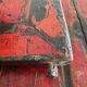 Small antique Chinese buffet (1920-1950) in rustic style, red lacquered, ori