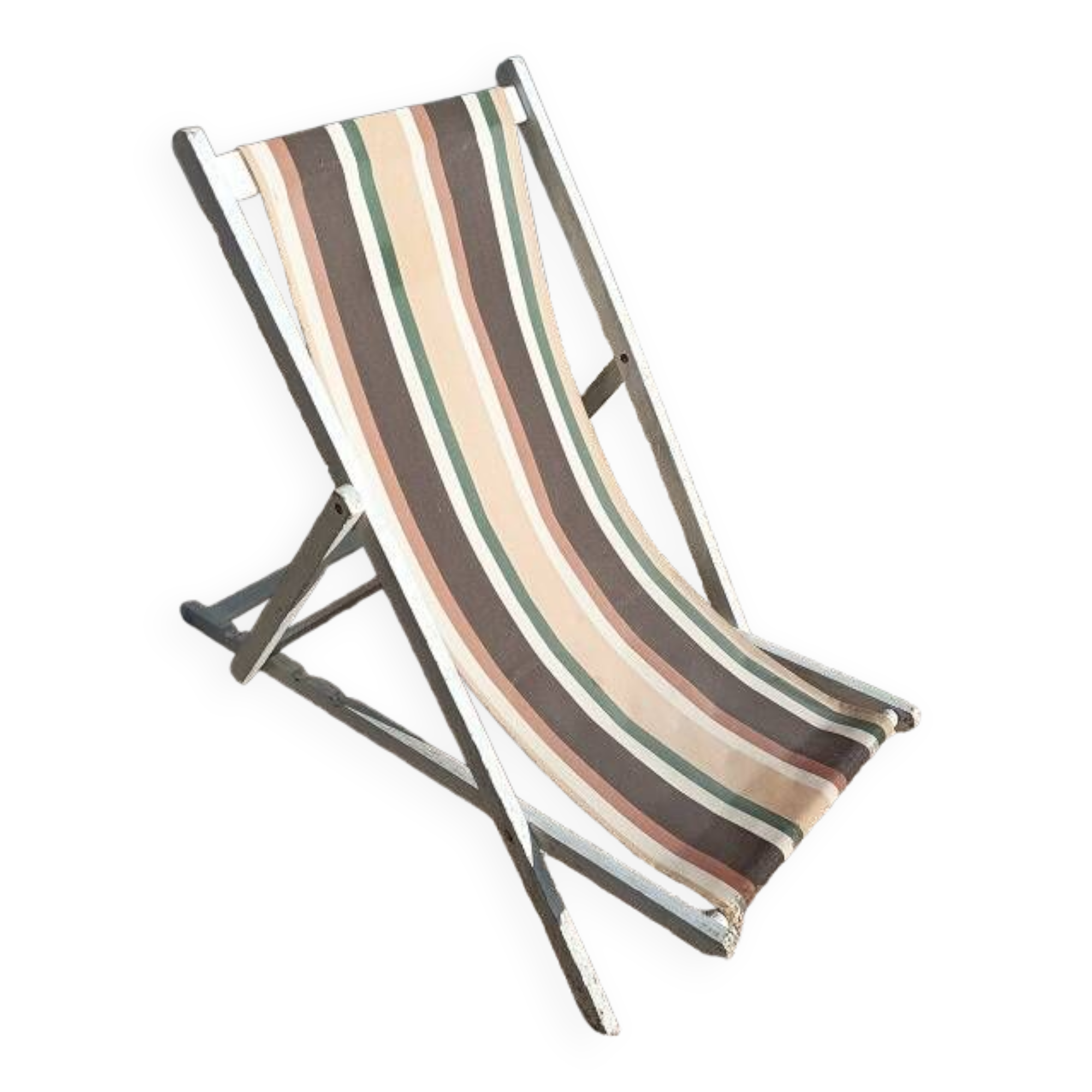 Folding chilean deckchair wood fabric garden lounge
