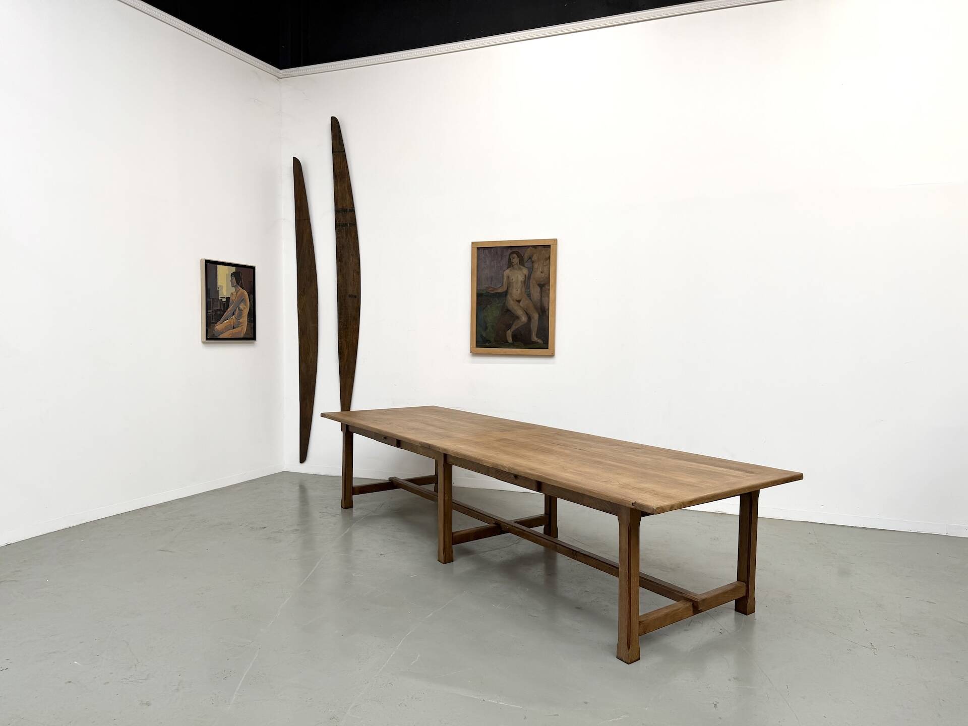 XXL farmhouse table in solid oak 350 cm - Reconstruction Style - 1950s