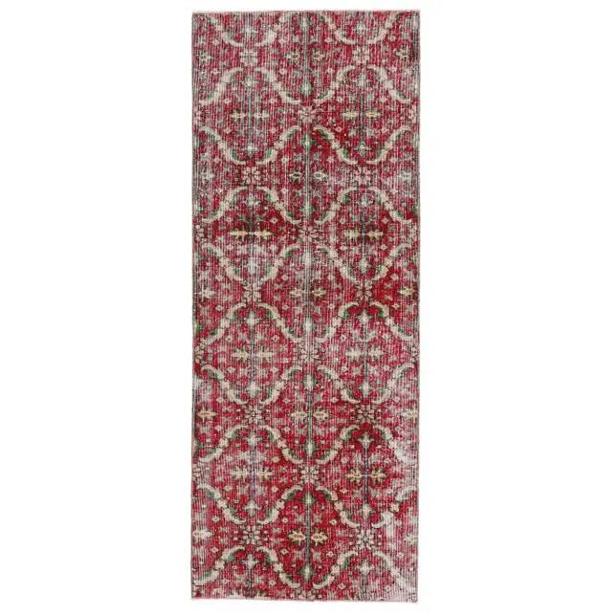 Vintage Turkish Oushak Handmade Wool Cotton Pink Runner 76x200