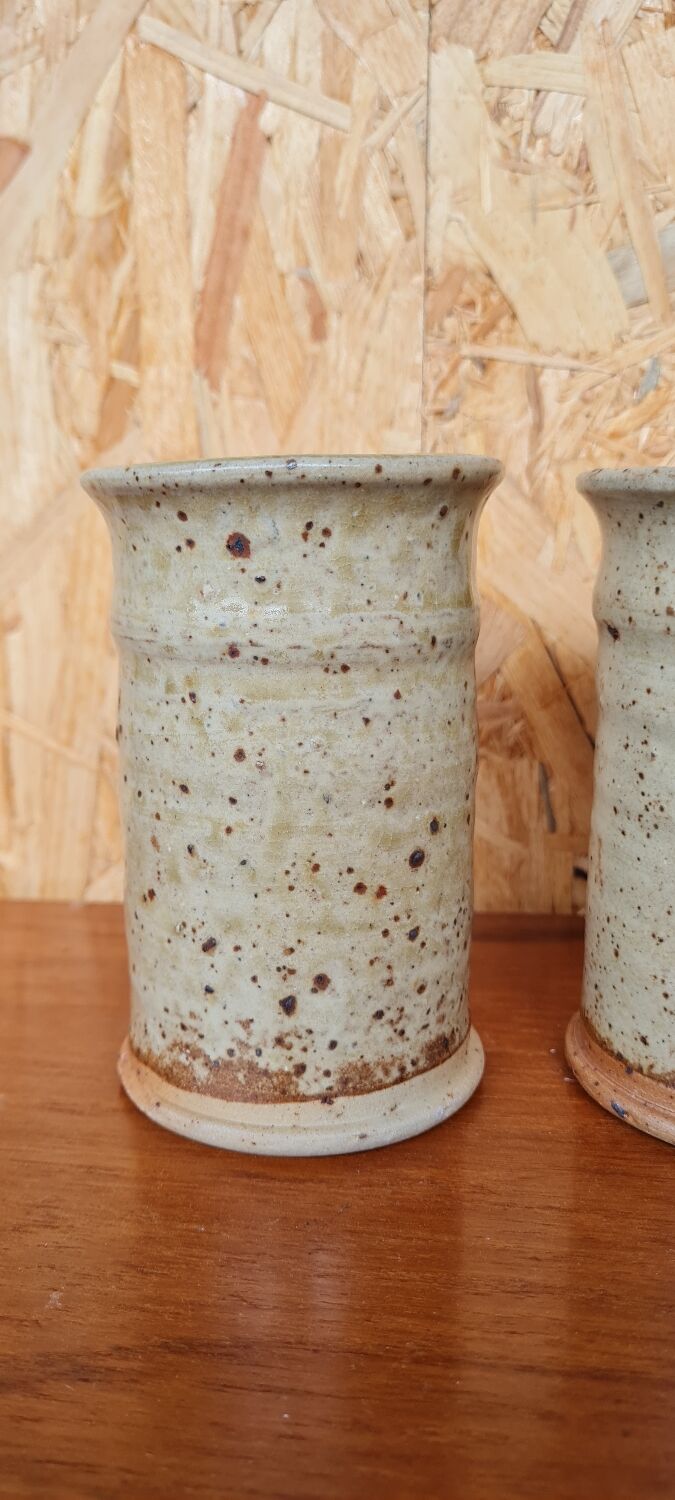 Set of four glasses in varnished stoneware