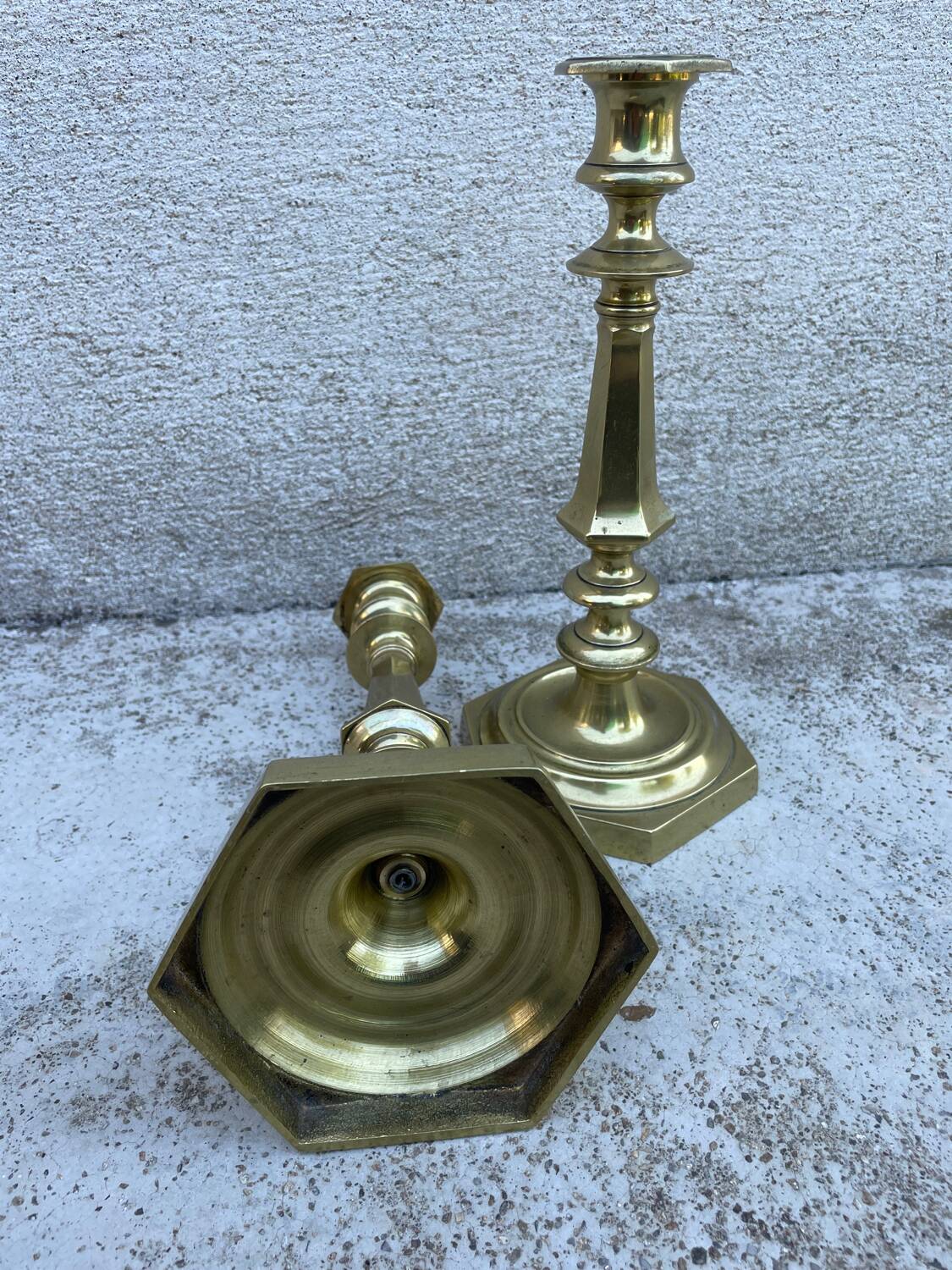 Pair of candlesticks, antique solid brass candlestick
