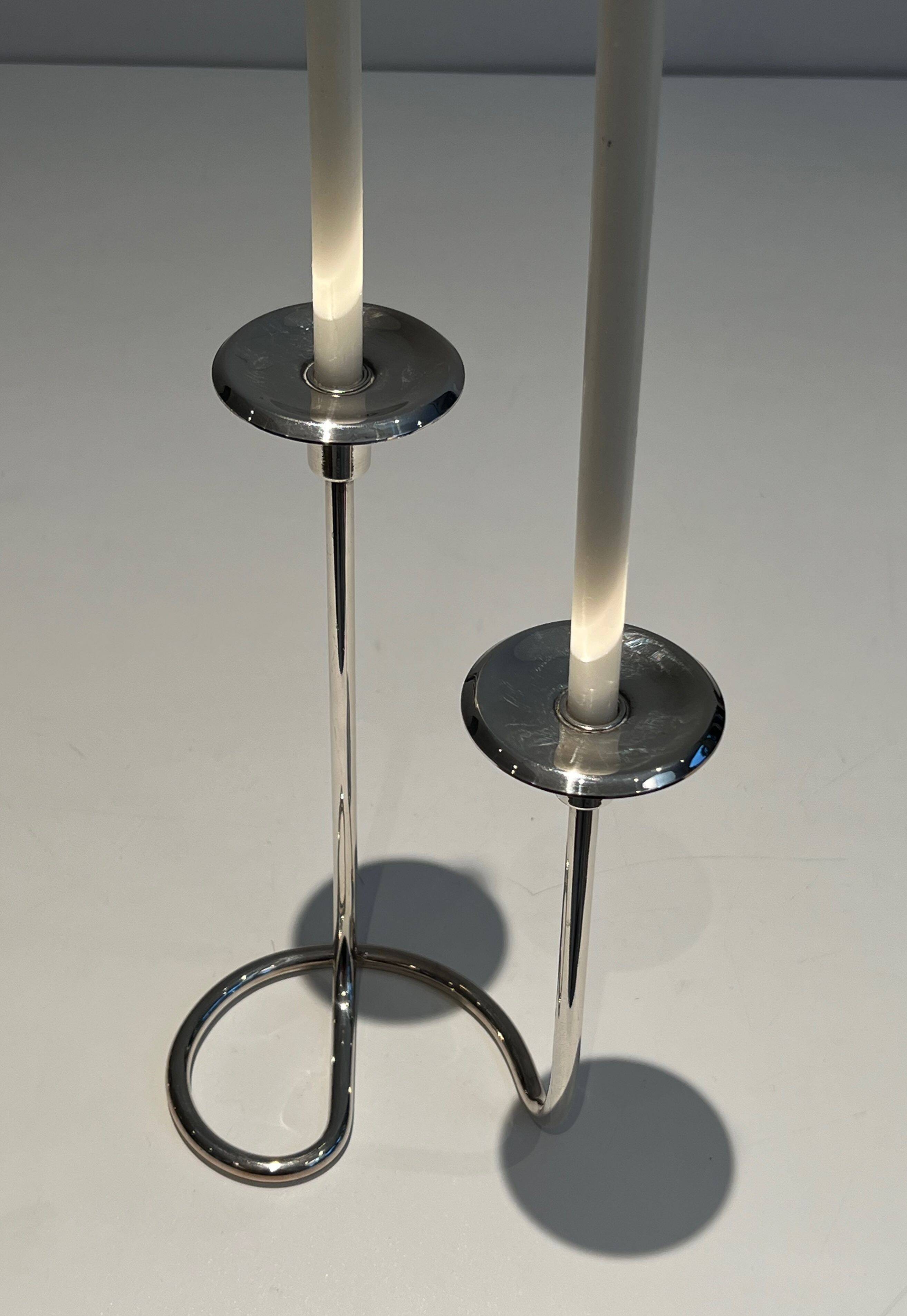 Silver-plated metal candle holder