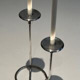 Silver-plated metal candle holder