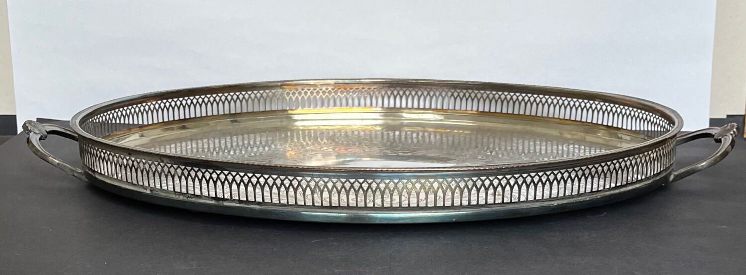 Silver metal serving tray
