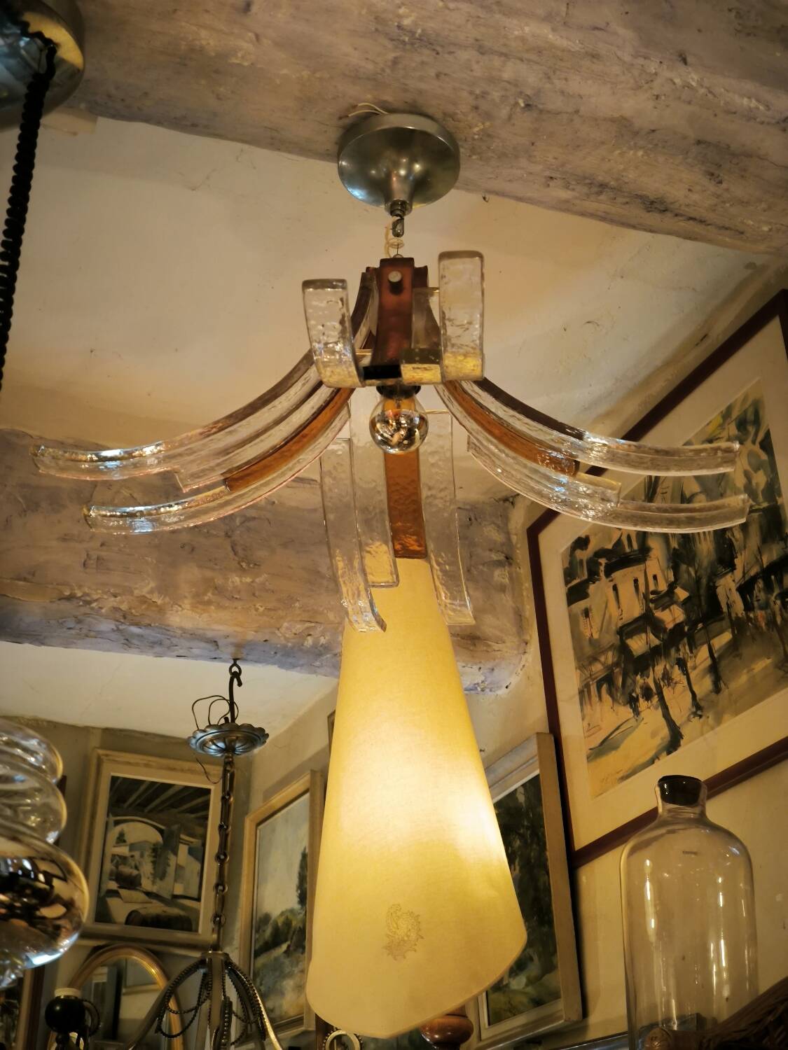 Lustre en pâte de verre vers 1970