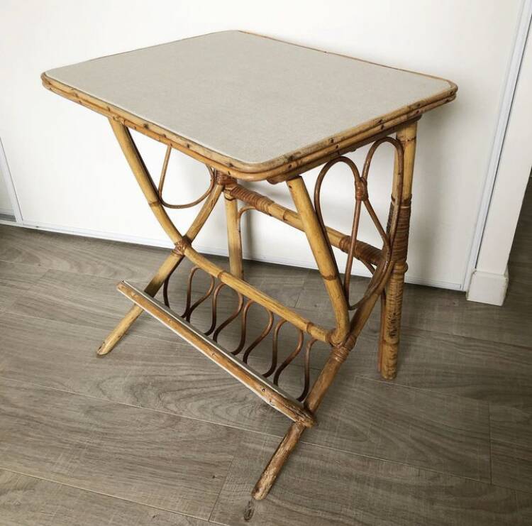 Vintage rattan bedside table