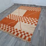Traditional orange handwoven Berber rug, size 140 x 260 cm