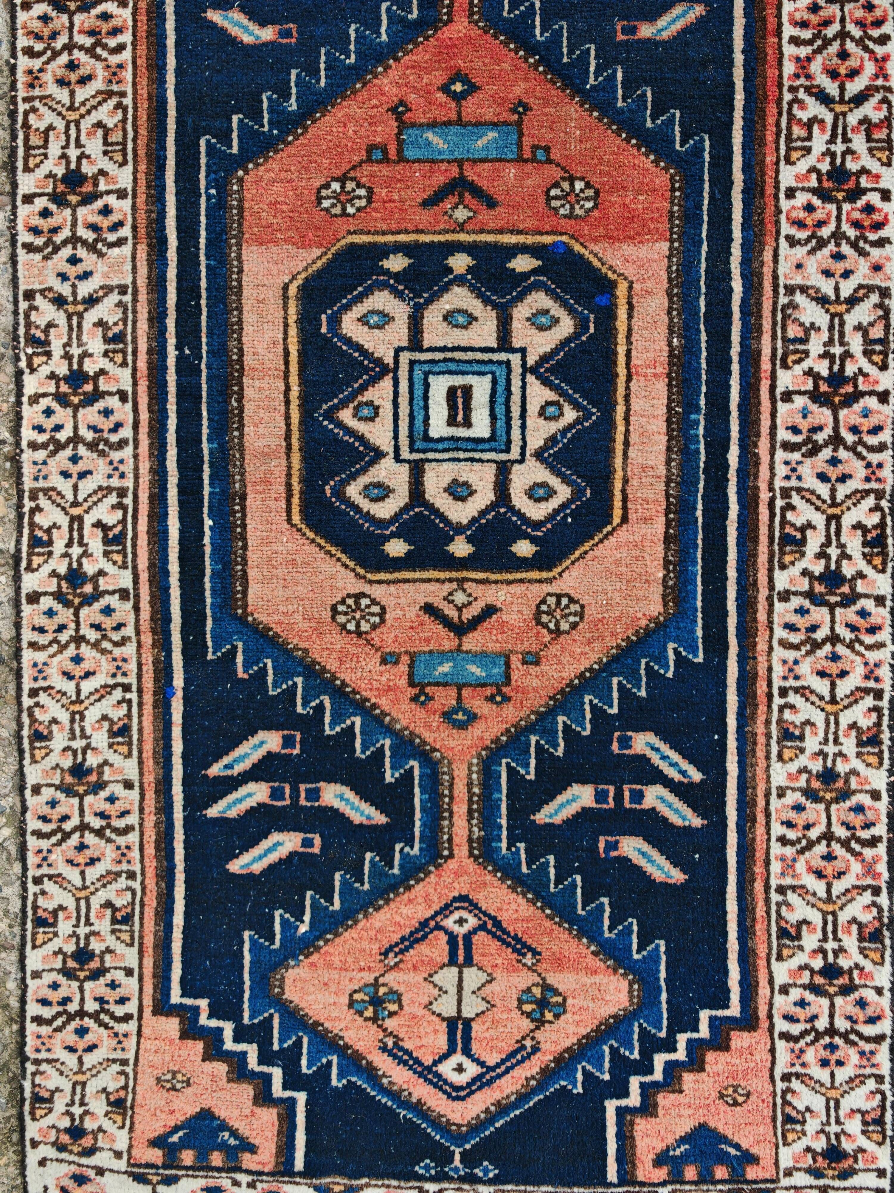 Vintage Anatolian runner rug in wool from the 1950s.