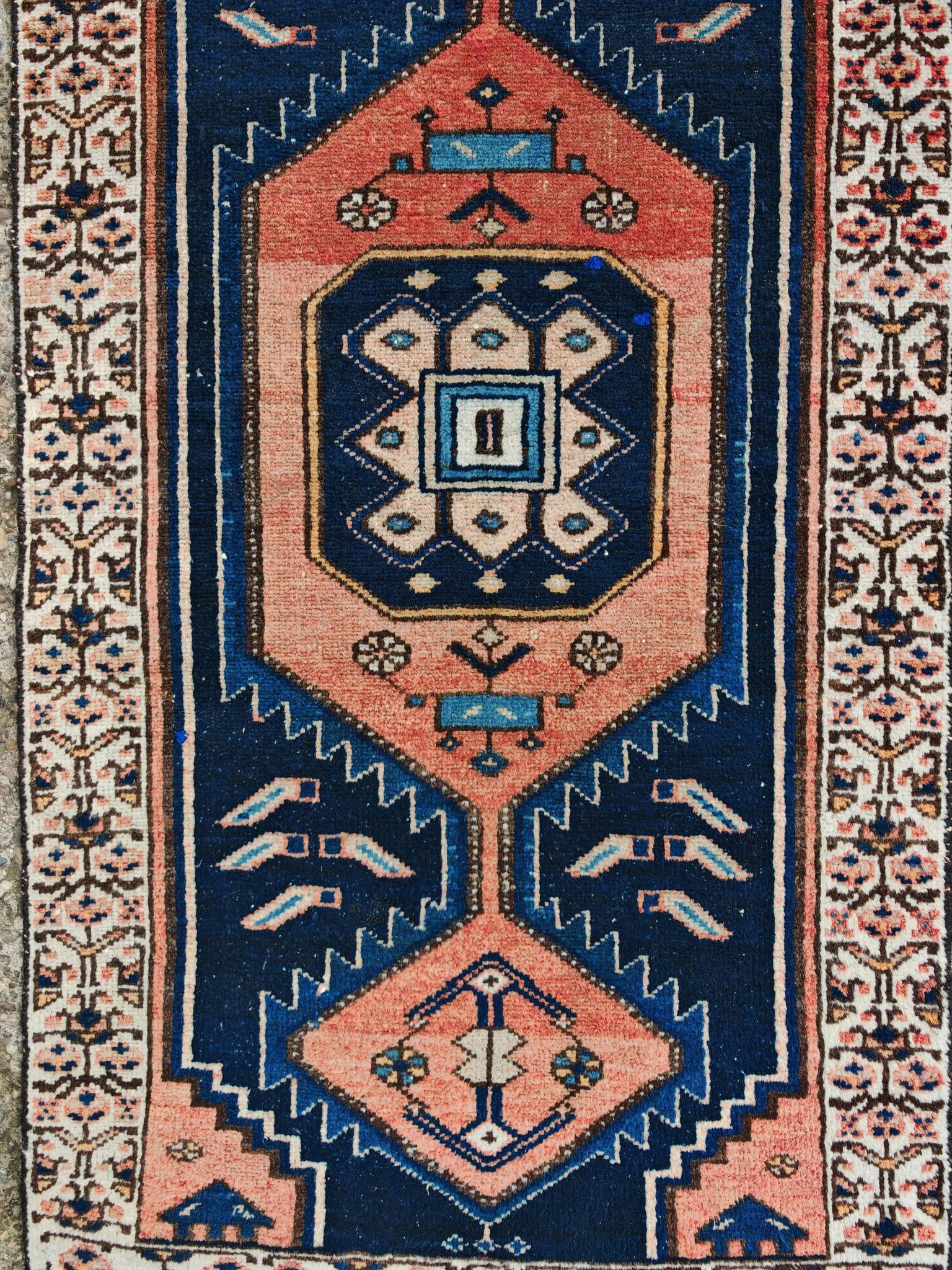 Vintage Anatolian runner rug in wool from the 1950s.