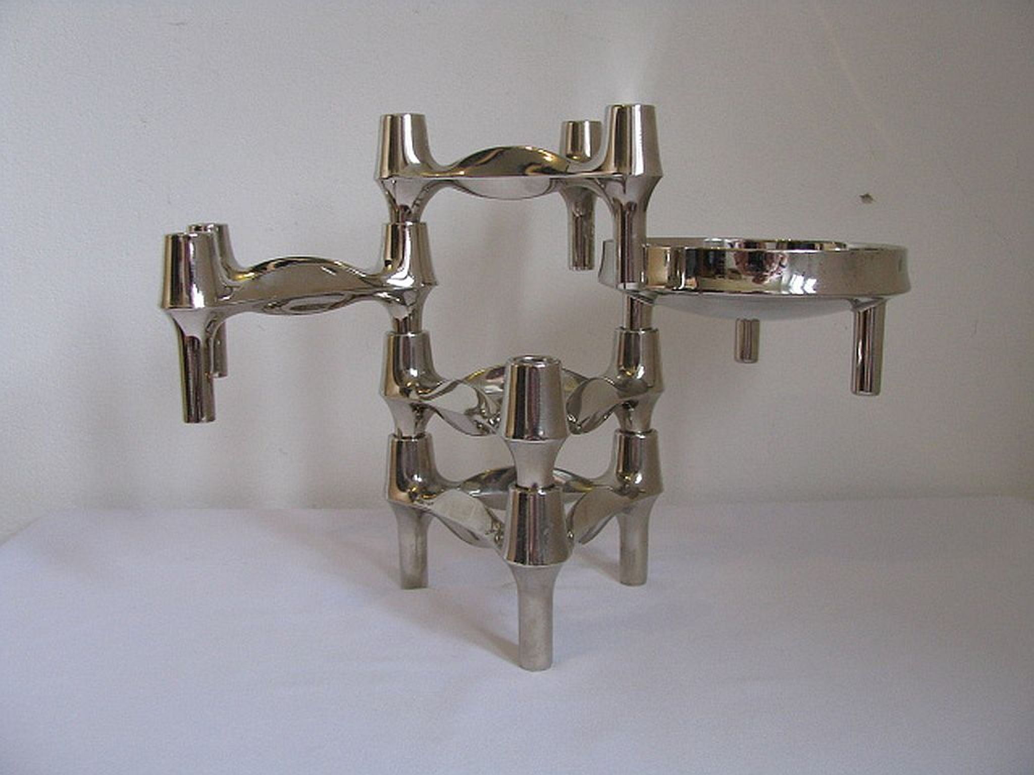 Set de bougeoirs modulaires Bmf édition argent conçus par Fritz Nagel & Ceasar Stoffi