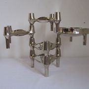 Set de bougeoirs modulaires Bmf édition argent conçus par Fritz Nagel & Ceasar Stoffi