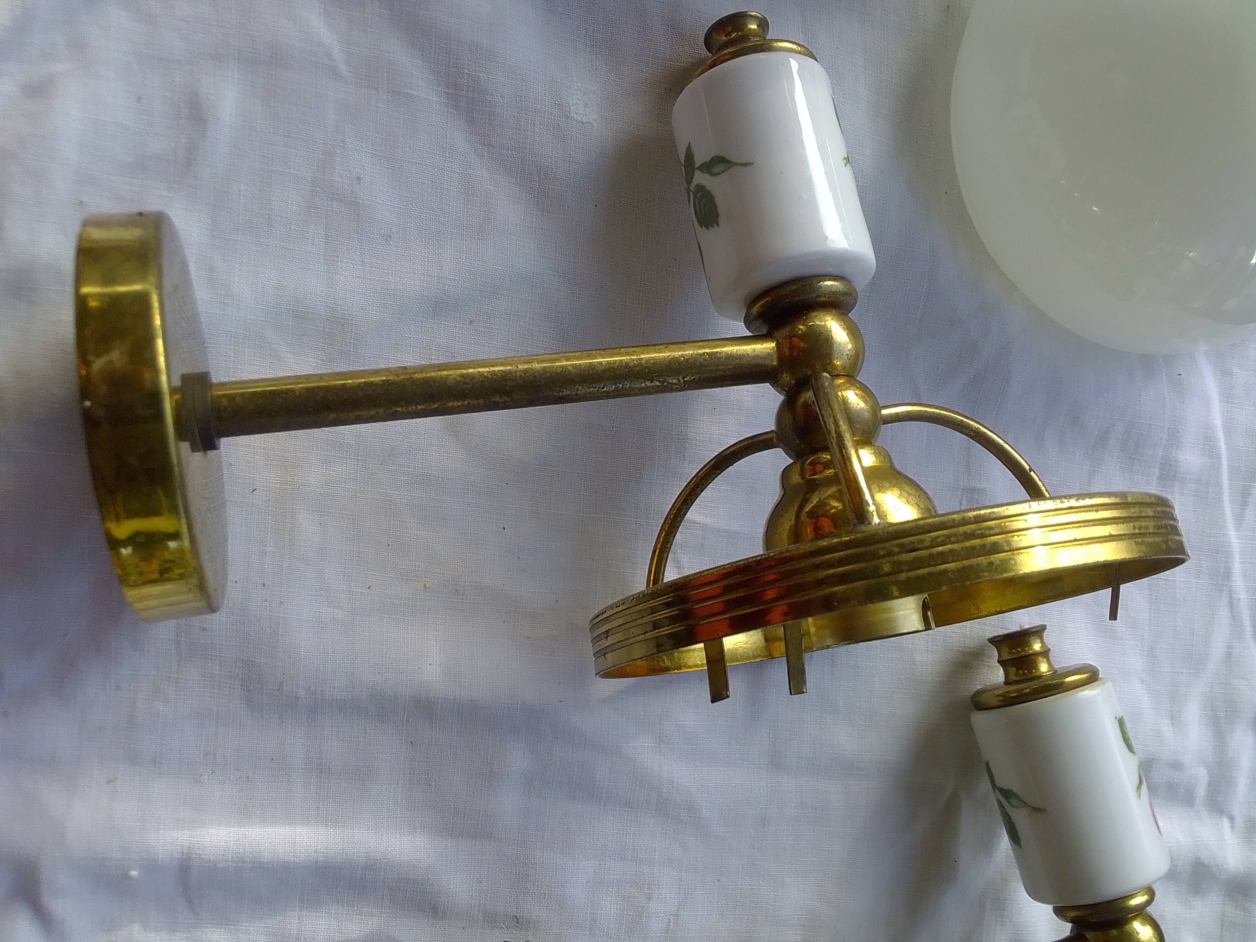 Pair of porcelain brass sconces