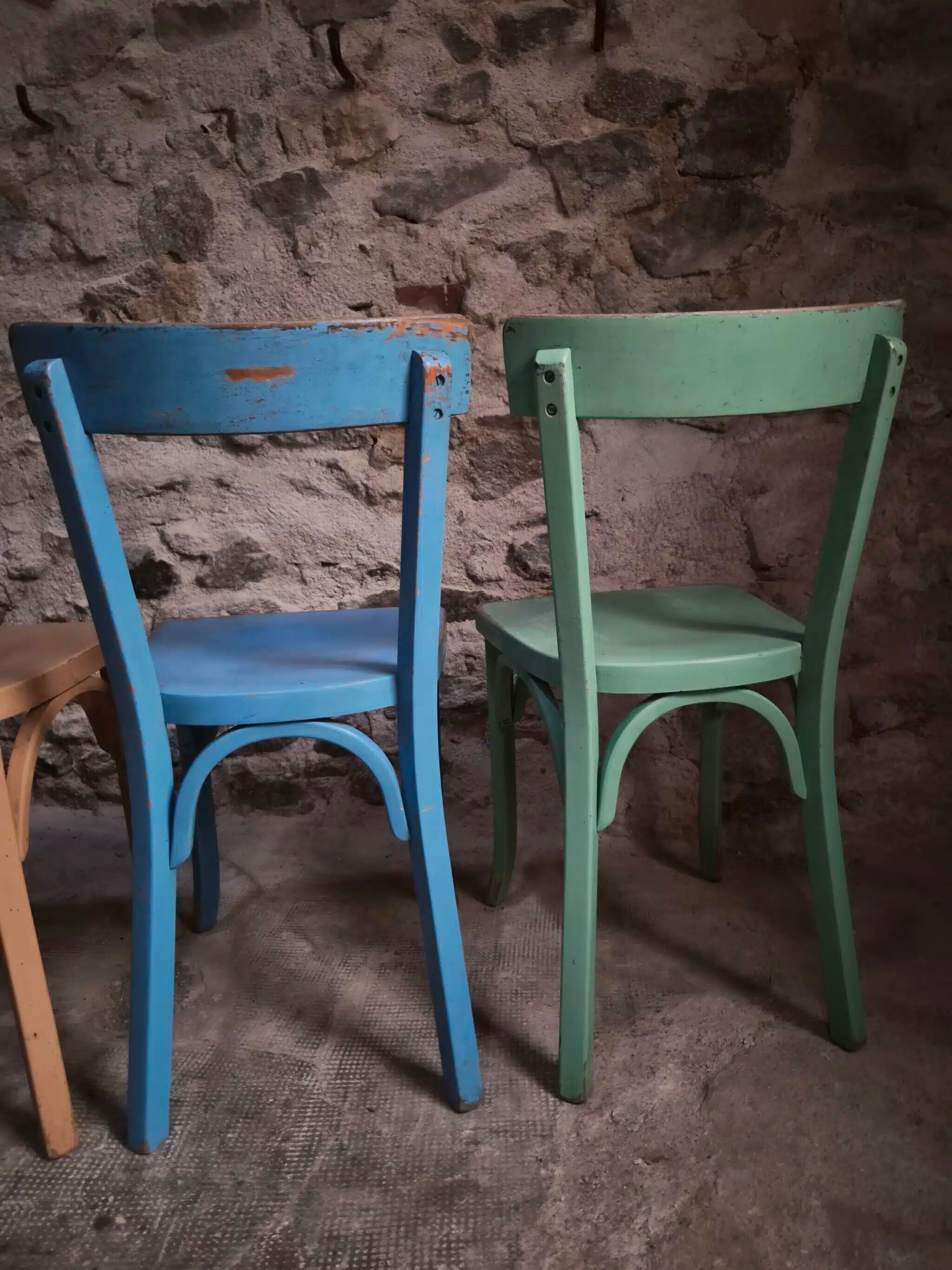 Chaises bistrot françaises Baumann en couleurs variées, lot de 6, années 1950