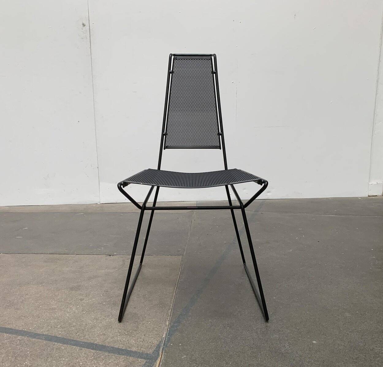 Set of vintage postmodern metal accent chairs by Rolf Rahmlow, 1980s.