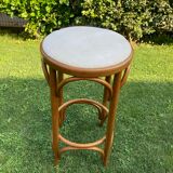 3 tabourets de bar en bois courbé et assise tissu