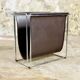 Gérard Rignault faux leather and metal magazine rack