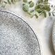 3 Black and white speckled Italian earthenware plates