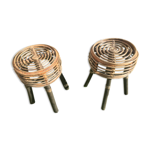 deux tabourets rotin