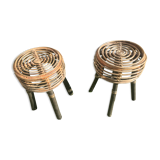 Two rattan stools 80s