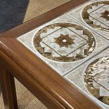 1970s teak coffee table with tiled top