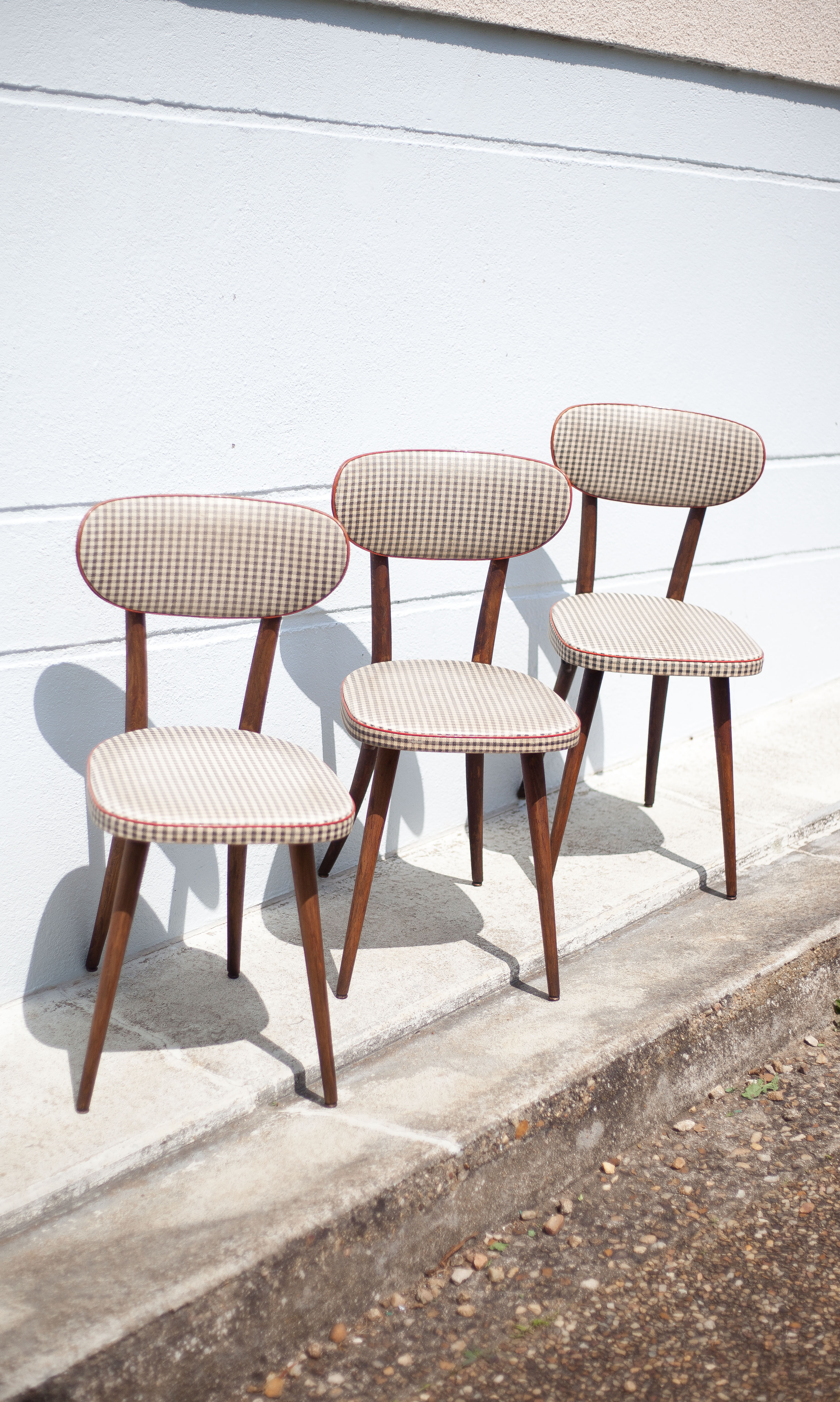 Set of 3 Baumann chairs model 732g2, bistro chair, wooden chair and vinyl fabric, kitchen, retro