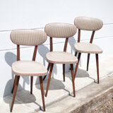 Set of 3 Baumann chairs model 732g2, bistro chair, wooden chair and vinyl fabric, kitchen, retro