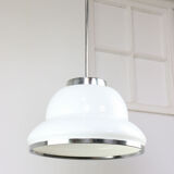 Mid-century opaline & chrome pendant lamp