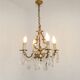French Antique Art Nouveau 4 Light 3 Side Brass Crystal Cage Chandelier