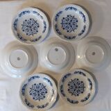 7 Vintage blue earthenware soup plates from Moulin des Loups, Orchies. ASCOTT model