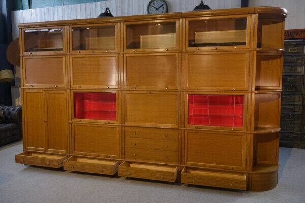 Modular furniture set by Pierre Cruege for Martin Dupuis in light oak, 1960