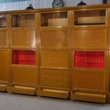 Modular furniture set by Pierre Cruege for Martin Dupuis in light oak, 1960