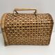 Cage Cat carrier basket in wicker/rattan, vintage
