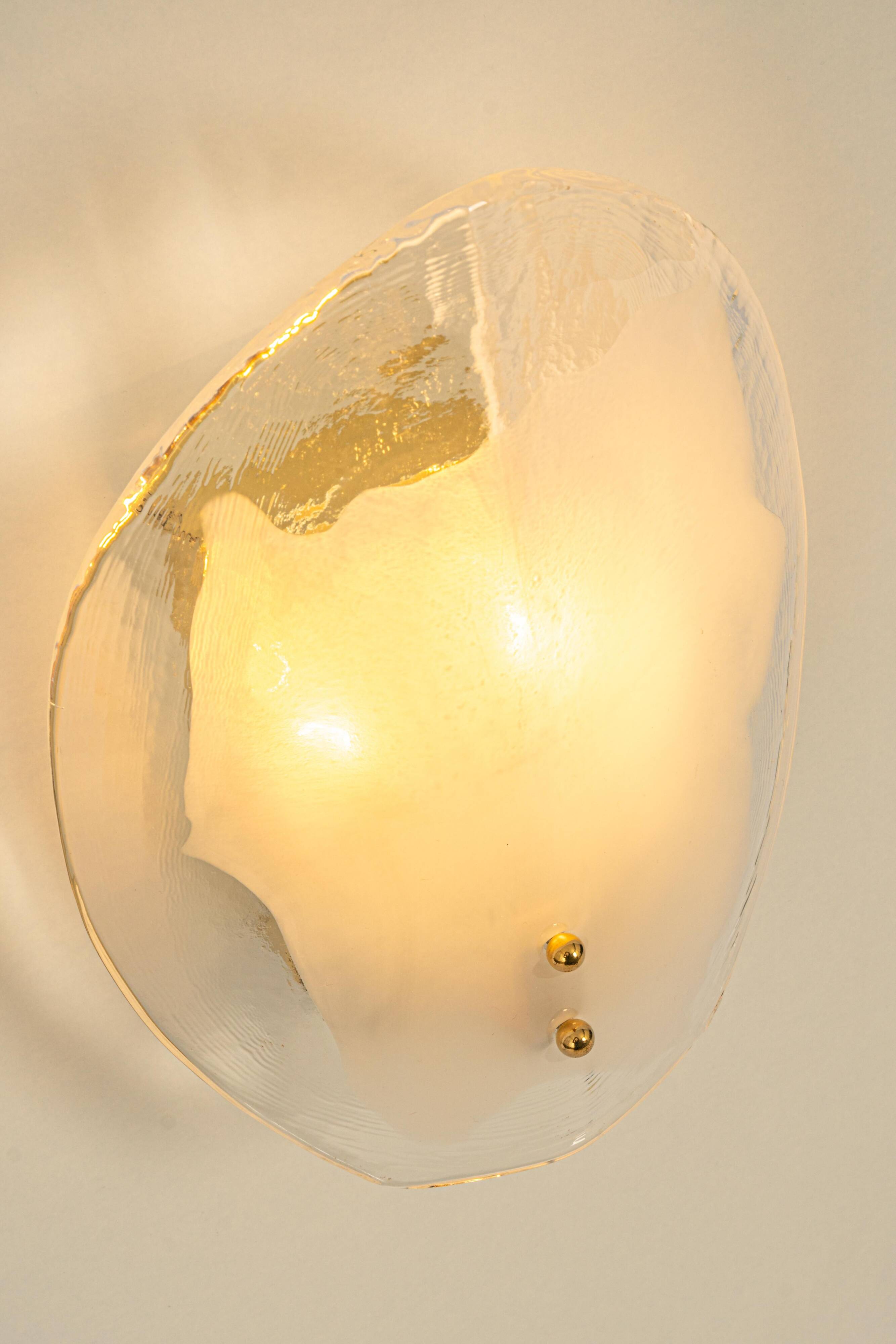 Kalmar wall sconces in brass and Murano glass, Austria, 1970s.