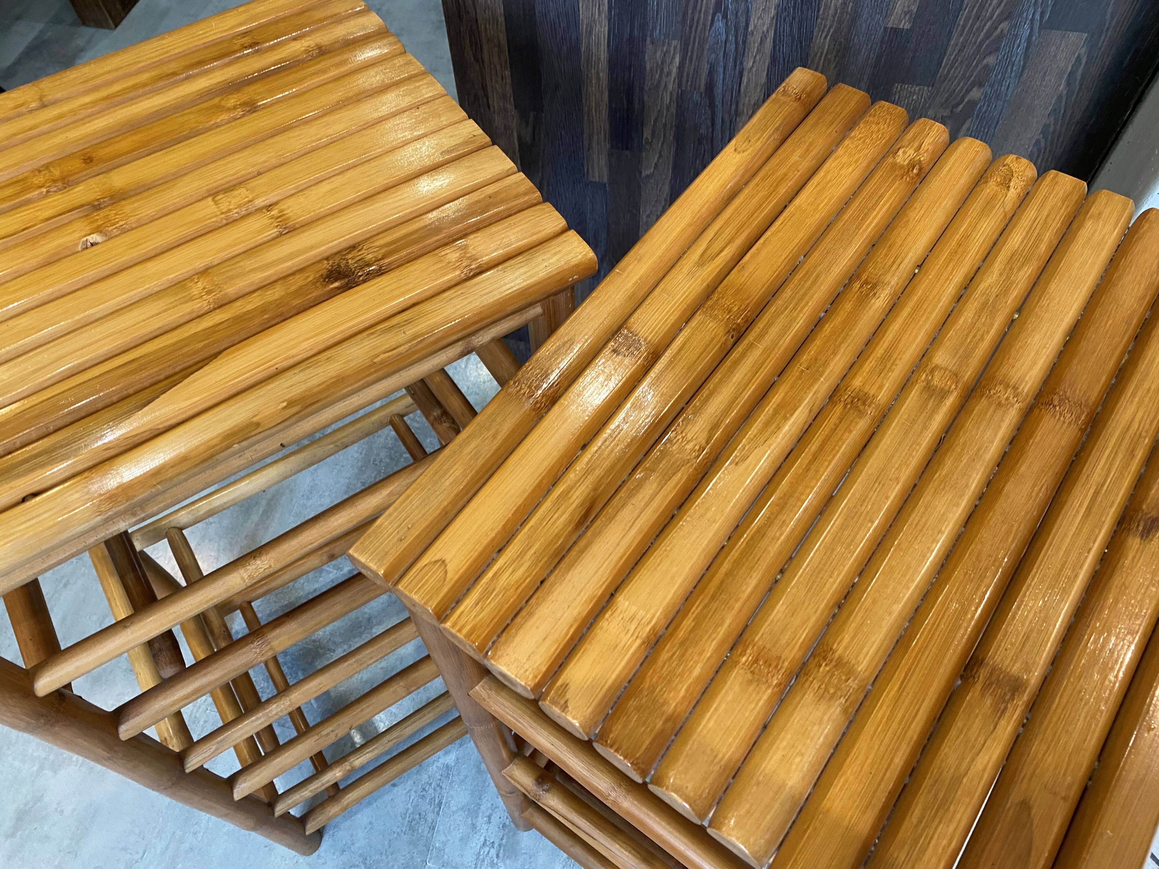 Pair of vintage bamboo high bar stools