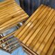 Pair of vintage bamboo high bar stools