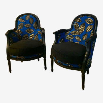 2 fauteuils bergères anciennes entièrement restaurés