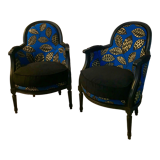 2 fully restored antique bergère armchairs
