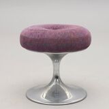 “Satellite” stool, tulip base in chrome metal