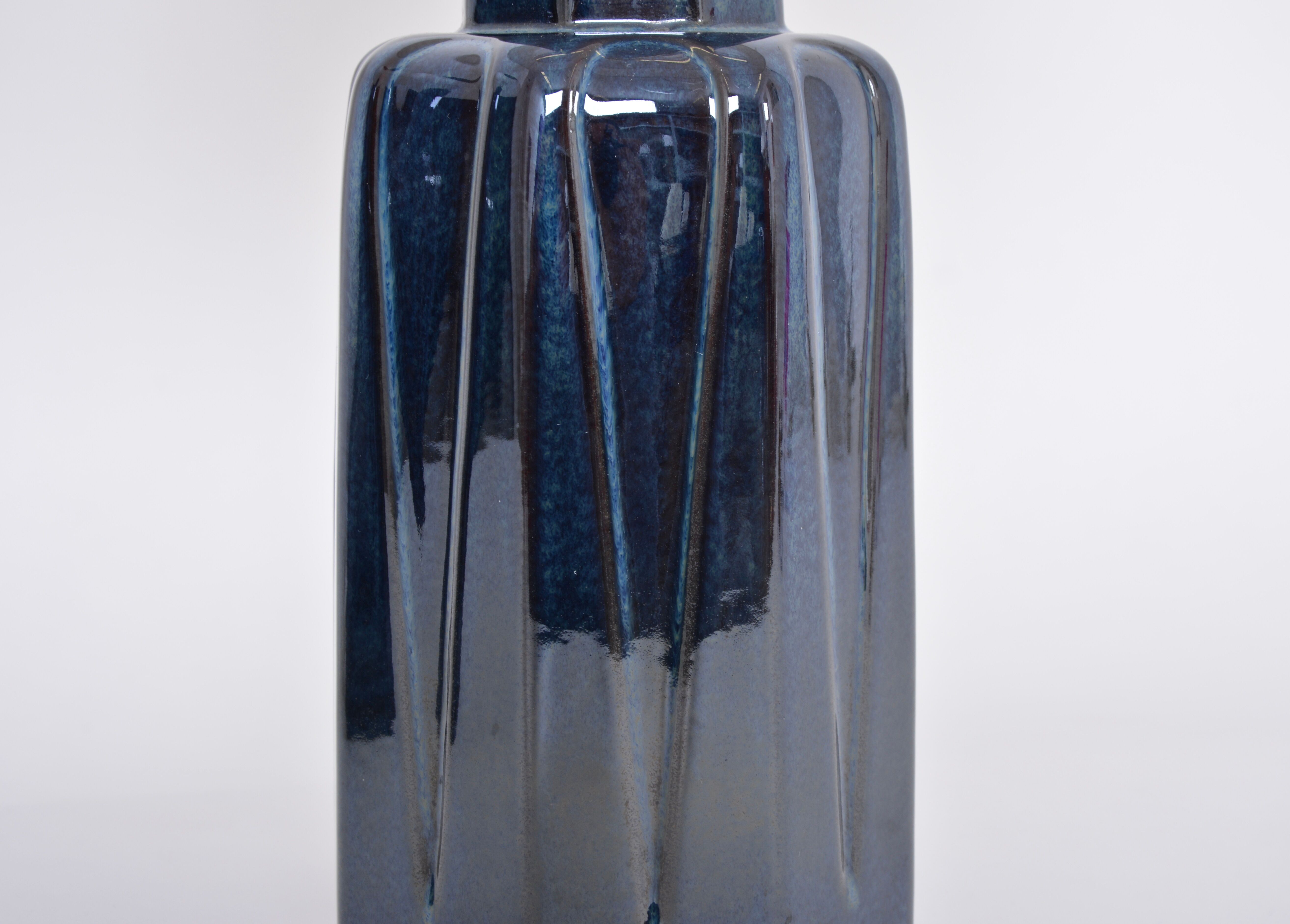 Pair of blue Mid-Century Modern Stoneware table lamps model 1033 by Soholm