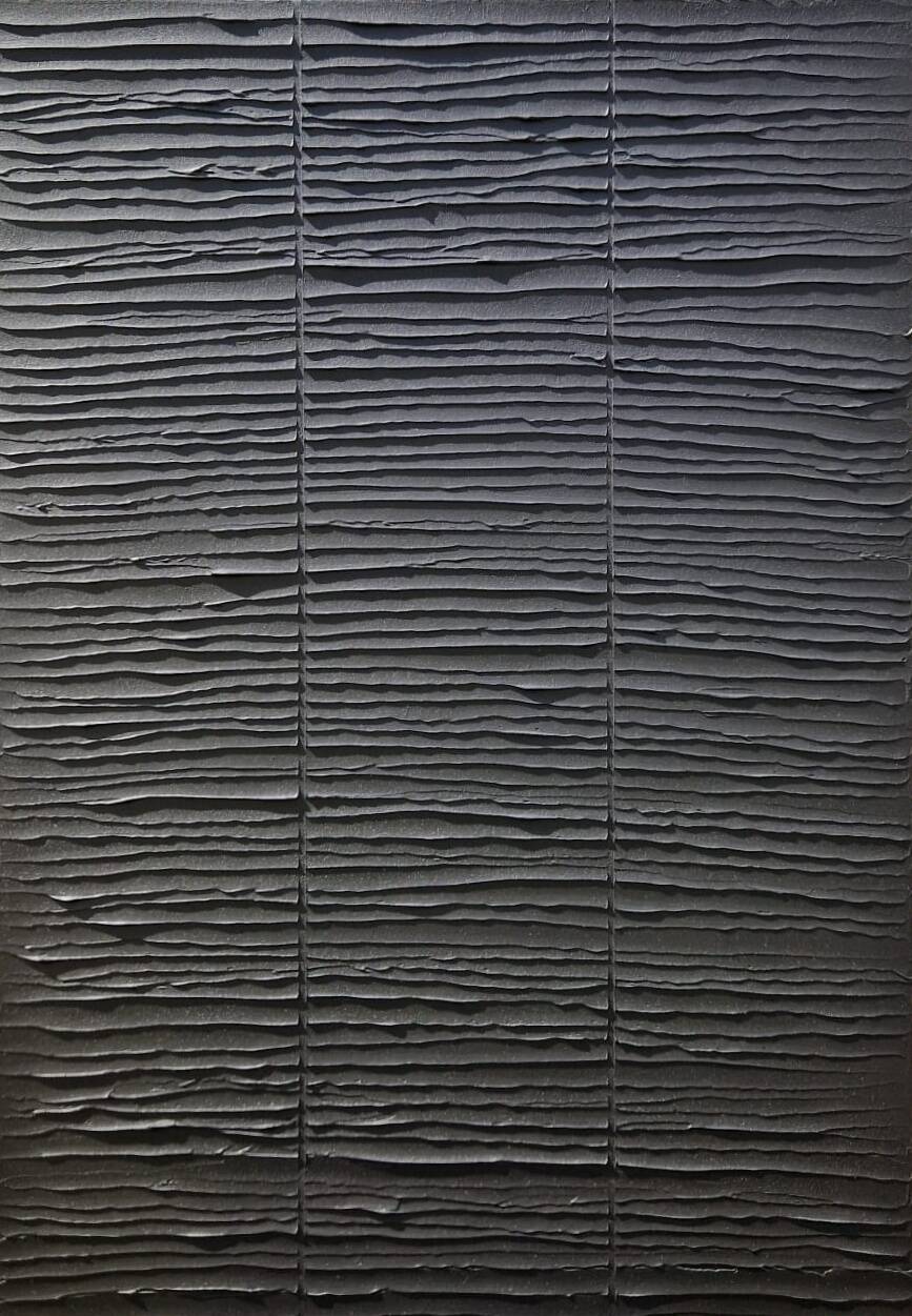Monochrome minimalist black abstract painting