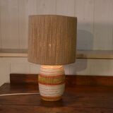 Ceramic lamp with linen shade, 1950s - 1960s
