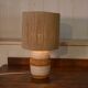 Ceramic lamp with linen shade, 1950s - 1960s