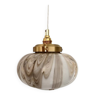 Suspension vintage en opaline marbrée