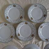 8 plates dessert porcelain Guy Degrenne decoration Basket fruit flowers